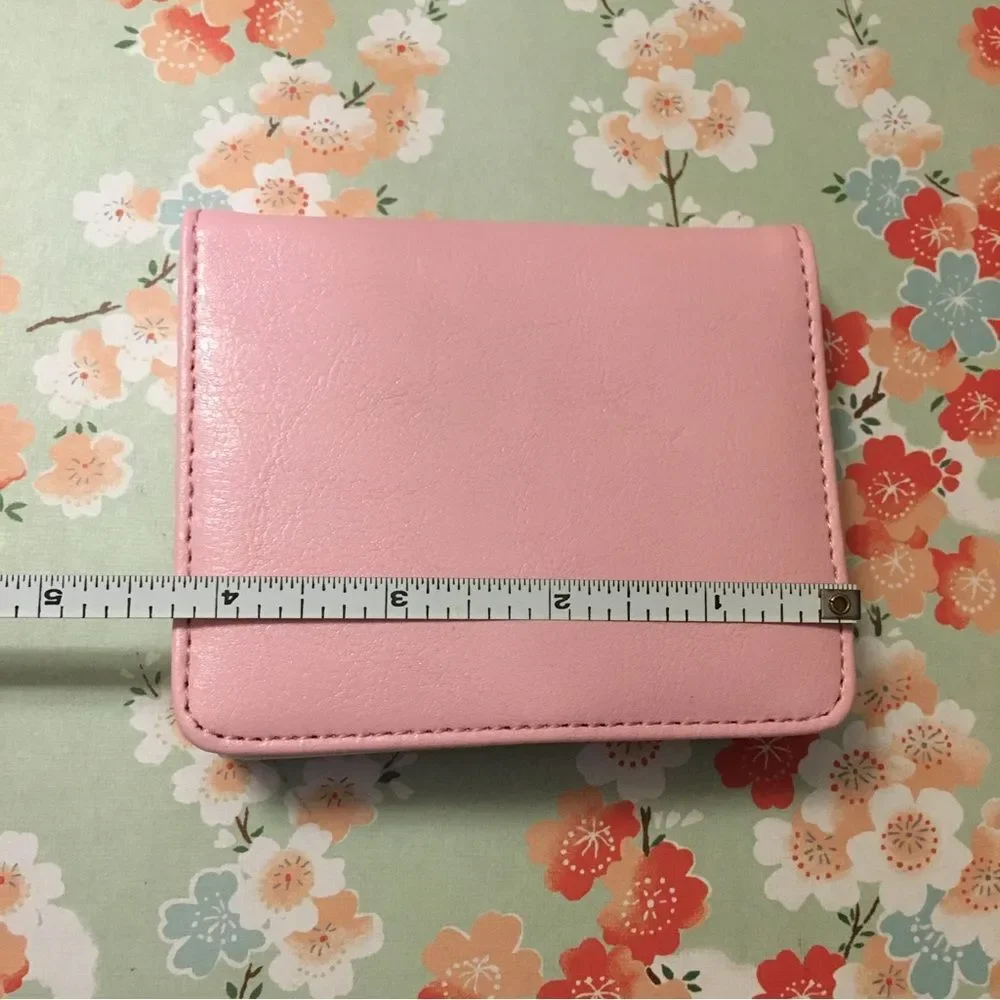 Blush Pink faux leather flip wallet snap coin purse ID case New 4” x 3” x 1”